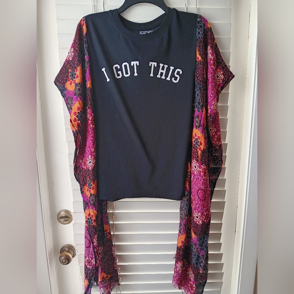 Upcycled Graphic "I Got This" Tshirt Poncho